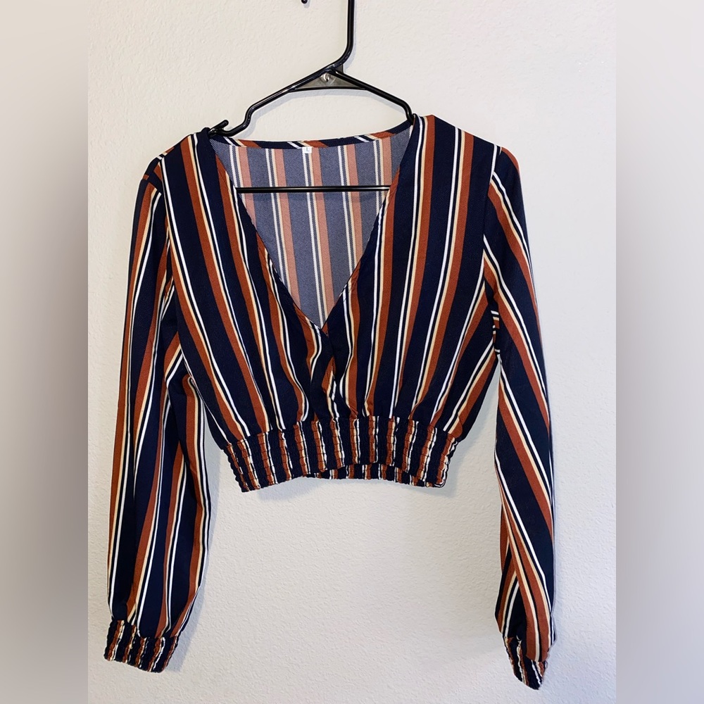 SHEIN V neck striped top